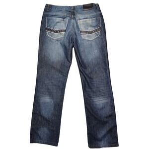 STEVES Jeans Men 32x30 Embroidered Pockets Cotton Blend Denim Blue Jeans